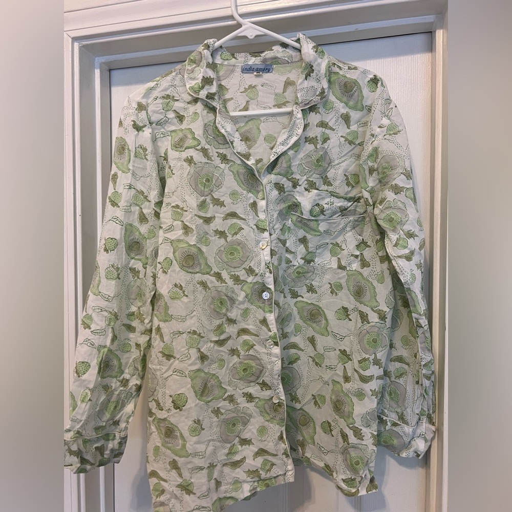 Julia Amory Husband Shirt in Green Buttercup
